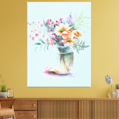 vaas van bloem Uitgerekt Canvas Print (Insitu (Woonkamer))