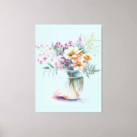 vaas van bloem Uitgerekt Canvas Print (Voorkant)