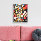 Vaas van bloemen met juwelen, munten en schelpen,  canvas afdruk (Insitu (Woonkamer))