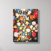 Vaas van bloemen met juwelen, munten en schelpen,  canvas afdruk (Voorkant)