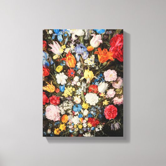 Vaas van bloemen met juwelen, munten en schelpen,  canvas afdruk (Voorkant)