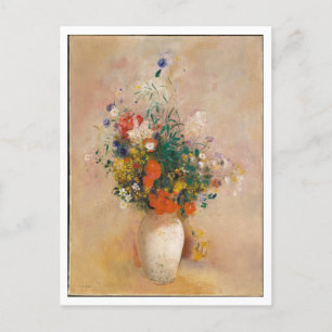 Vaas van bloemen met roze door Redon Painting Briefkaart