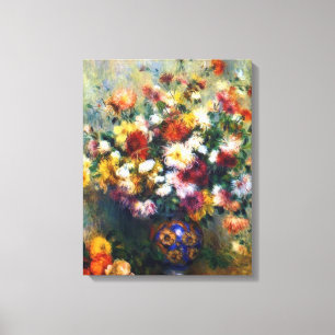 Vaas van het Fijne Art. van Renoir van Chrysanten Canvas Afdruk