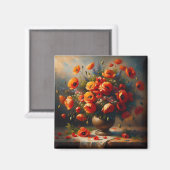 Vaas van rode papavers magneet (Voorkant / Achterkant)