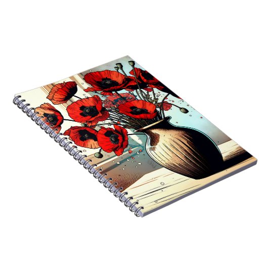 Vaas van Rode Poppies ai art Notitieboek (Rechterzijde)
