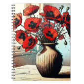 Vaas van Rode Poppies ai art Notitieboek (Voorkant)