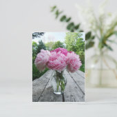 Vaas van Roze Pioenen Briefkaart (Staand voorkant)