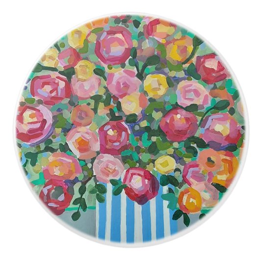 Vaas van rozen Ceramic Pull Keramische Knop (Voorkant)