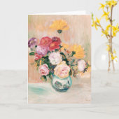 Vaas van Rozen en Dahlias, renoir Kaart (Gele Bloem)