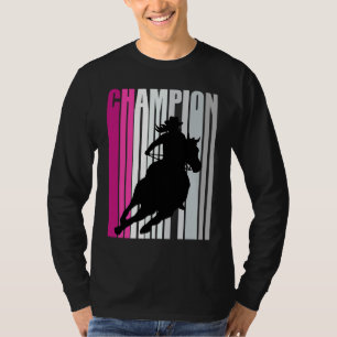 Vaatje Racing Kampioen Paardrijden Roze Retro Koe T-shirt
