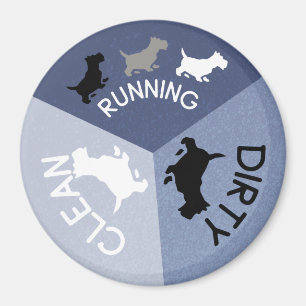 Vaatwasser Magnet Blauwe Hond Running Clean Dirty Magneet