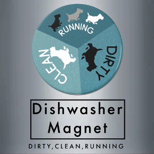 Vaatwasser Magnet Pet Dog Running Clean Dirty Aqua Magneet
