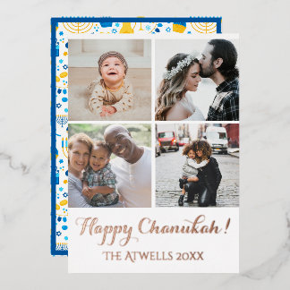 Vacances 4 Photos Happy Chanukah Motif White Foil