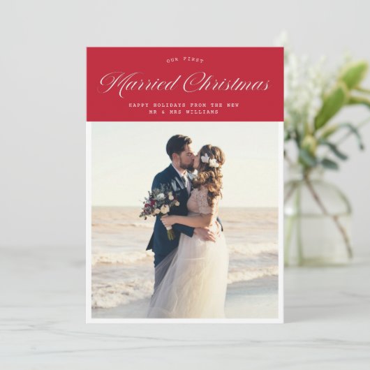 Vacances calligraphie moderne faire-part mariage (Debout devant)