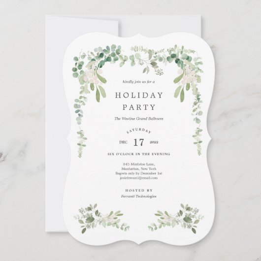 Vacances Classique Mistletoe Noël Invitation (Devant)