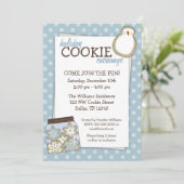 Vacances Cookie Exchange Blue Polka Dot Invitation (Debout devant)