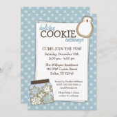 Vacances Cookie Exchange Blue Polka Dot Invitation (Devant / Derrière)
