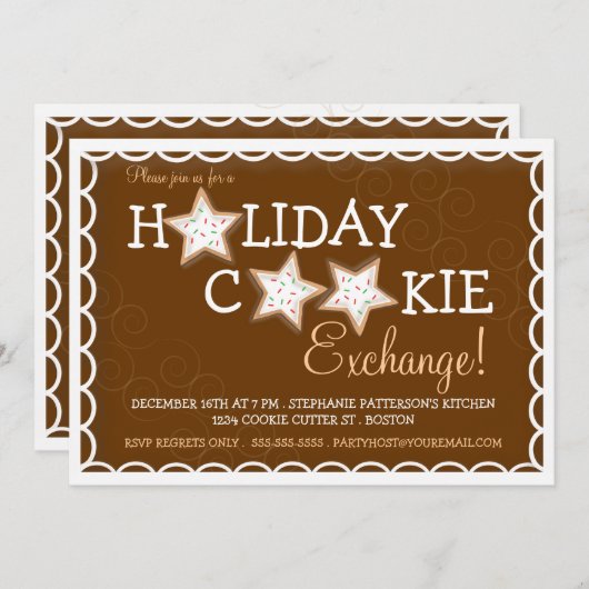 Vacances Cookie Exchange Sucre Cookie Invitation (Devant / Derrière)