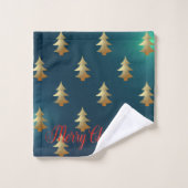 Vacances de Noël-Arbres de Noël en Or (Gant de toilette)