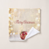 Vacances de Noël-Boules de Noël rouges Bokeh (Gant de toilette)
