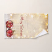 Vacances de Noël-Boules de Noël rouges Bokeh (Serviette à main)