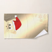 Vacances de Noël-Chat, Chapeau de Père Noël,Flocon (Serviette à main)
