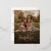 Vacances de Noël Famille Photo Rose Rustique Or (Recto/Verso)