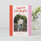 VACANCES DE NOËL MODERNE ROSE | 1 carte Arche phot (Debout devant)