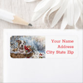 Vacances de Noël Retour Étiquette Pitbull Puppy (En situation)