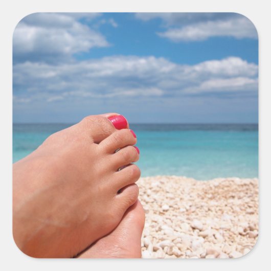 Vacances d'été autocollant carré (Devant)