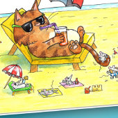 Vacances d'été Carte de voeux chat