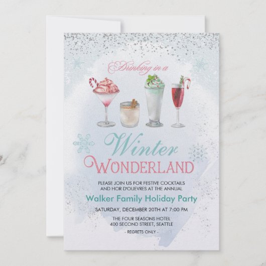 Vacances d'hiver Cocktail férié Invitation (Devant)