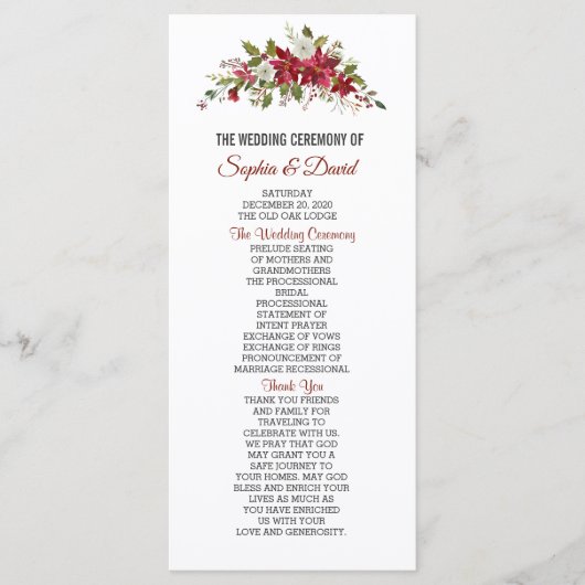 Vacances d'hiver Programme de mariage Rouge Poinse (Devant)
