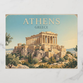 Vacances En Aluminium Athènes Grèce Carte Postale de Voyage Vintage