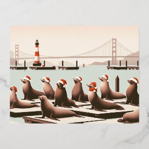 Vacances En Aluminium Carte postale de Noël San Francisco   Golden Gate