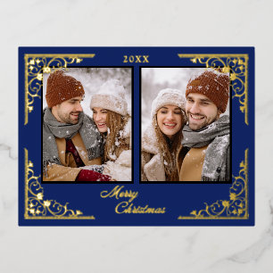 Vacances En Aluminium Carte postale photo de Noël joyeux