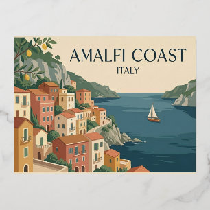 Vacances En Aluminium Côte d'Amalfi Italie Carte Postale de Voyage Vinta