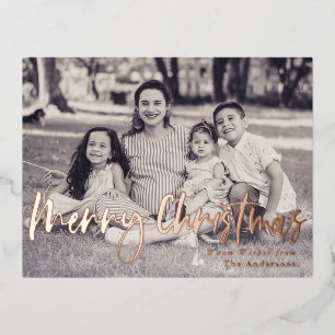 Vacances En Aluminium Joyeux Noël Simple Photo Foil Carte postale de vac