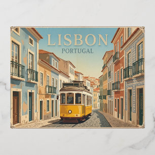 Vacances En Aluminium Lisbonne Portugal Carte Postale de Voyage Vintage
