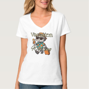 Vacances en attente   T-shirt femme été col V Robo