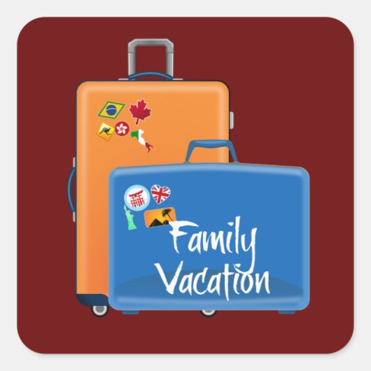 Vacances en famille, Valises prêtes, Sticker Carré (Devant)