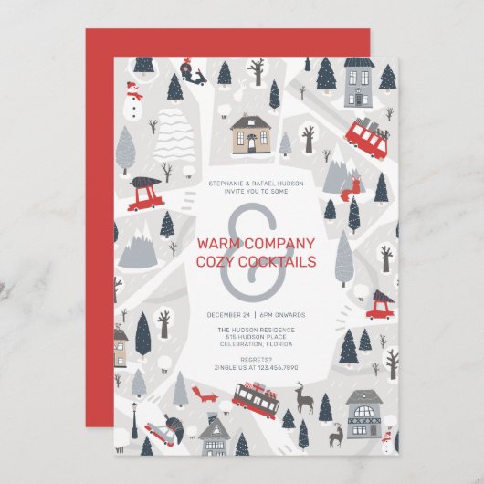 Vacances en ville Noël Fête Invitation (Devant / Derrière)