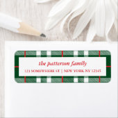 Vacances Étiquette de adresse Plaid Bordure verte (En situation)