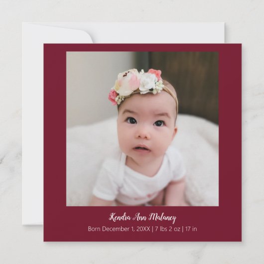 Vacances Faire-part de naissance bébé hiver (Dos)