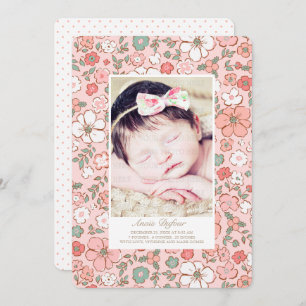 Vacances Floral Faire-part de naissance Modèle pho