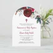 Vacances Floral Hiver Baptême Invitation (Debout devant)