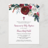 Vacances Floral Hiver Baptême Photo Invitation (Devant)