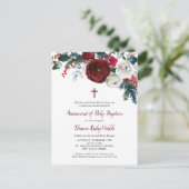 Vacances Floral Hiver Baptême Photo Invitation (Debout devant)