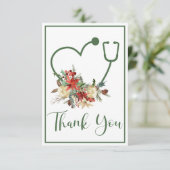 Vacances Floral Stethoscope Carte de remerciements (Debout devant)