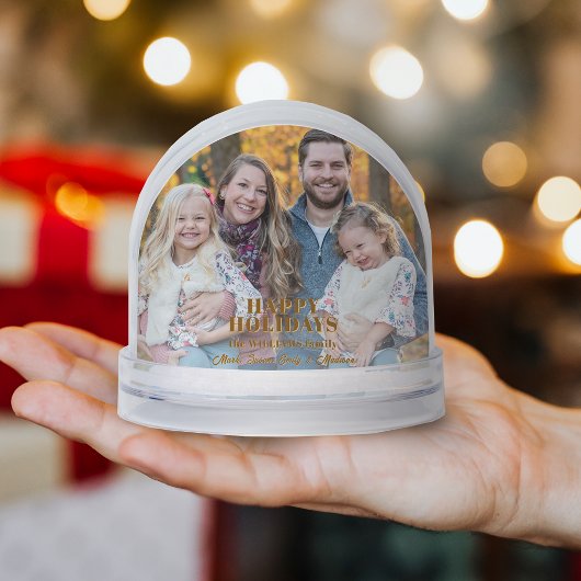Vacances Joyeuses d'or moderne Photo Snow Globe